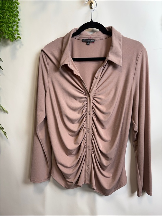 Adrianna Papell Tops - Adrianna Papell Dusty Rose Ruched Button-Front Shirt